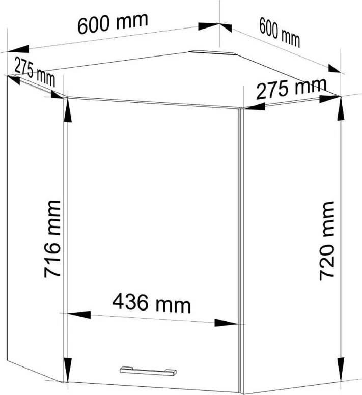 Rohová závesná kuchynská skrinka Olivia 60x72 cm biela