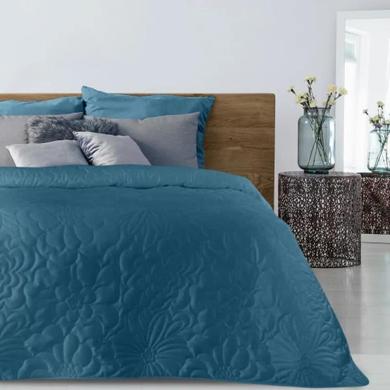 Eurofirany Modrý zamatový prehoz na posteľ ARIEL4 200x220 cm