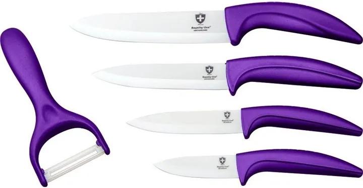 Sada 4 keramických nožů se škrabkou Royalty Line RL-C4 - fialová