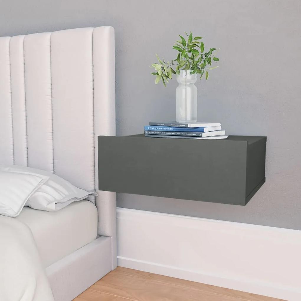 vidaXL Nástenný nočný stolík sivý 40x30x15 cm drevotrieska