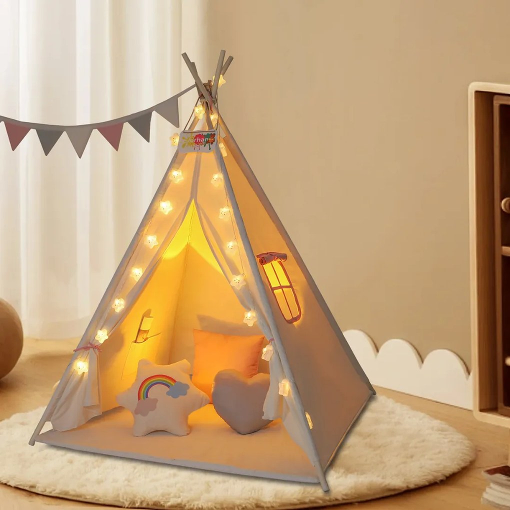 Jurhan Detský stan teepee JULIA, 120x120x160cm, béžová/ružová