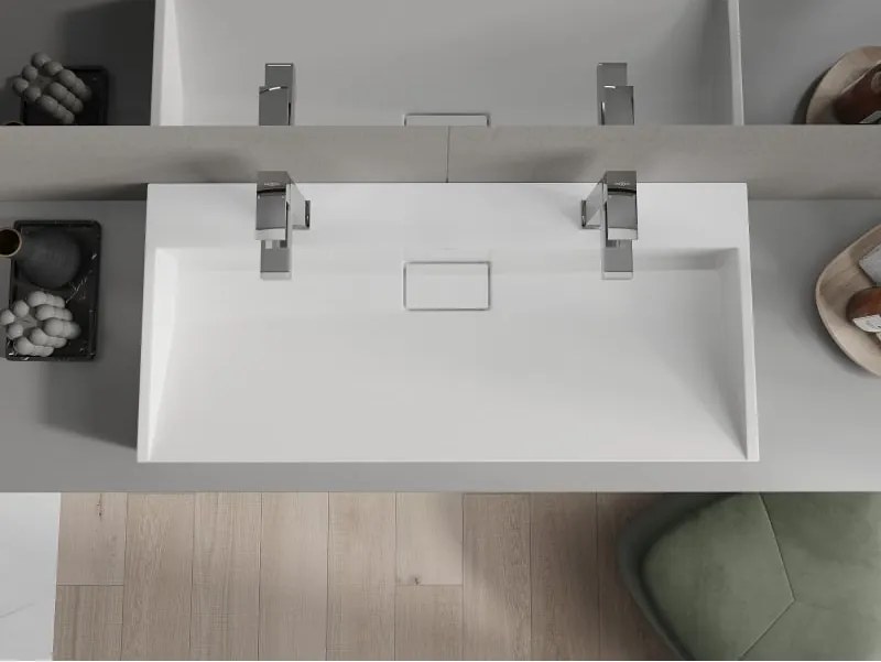 Mexen Ava zápustné umývadlo z konglomerátu 2/O 100 x 46 cm, biele - 23011002