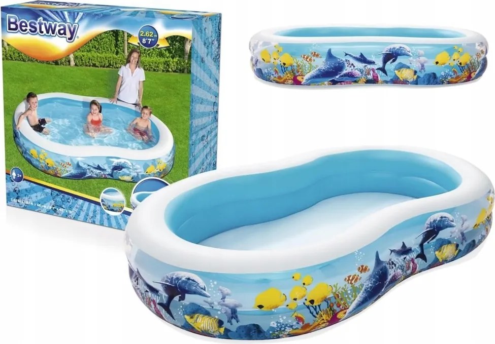veľký Nafukovací Bazén pre deti 262x157x46 cm Bestway morské zvieratká