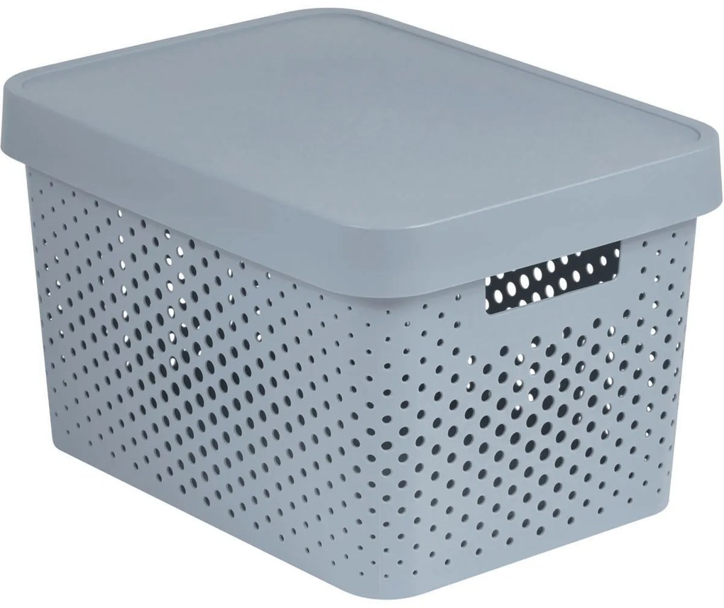 Curver Úložný box INFINITY 17l s vekom šedý dierovaný