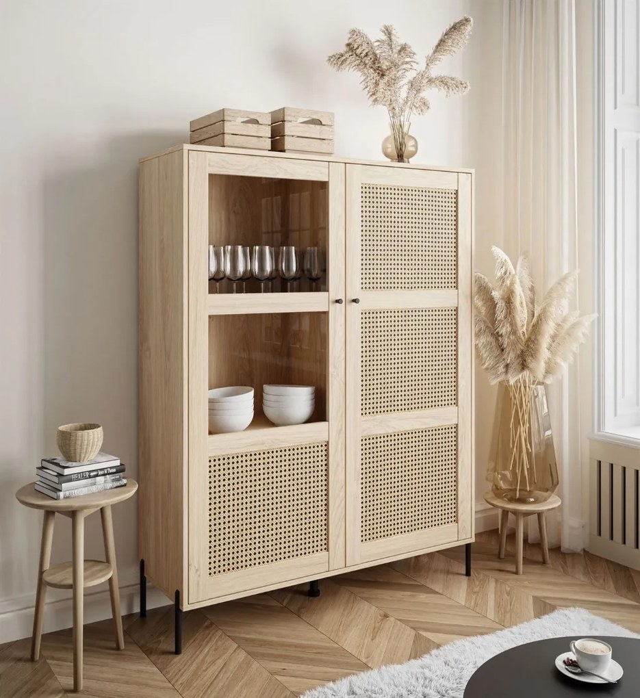 VITRÍNA THEO S VIEDENSKÝM VÝPLETOM DUB PUCCINI 120 cm