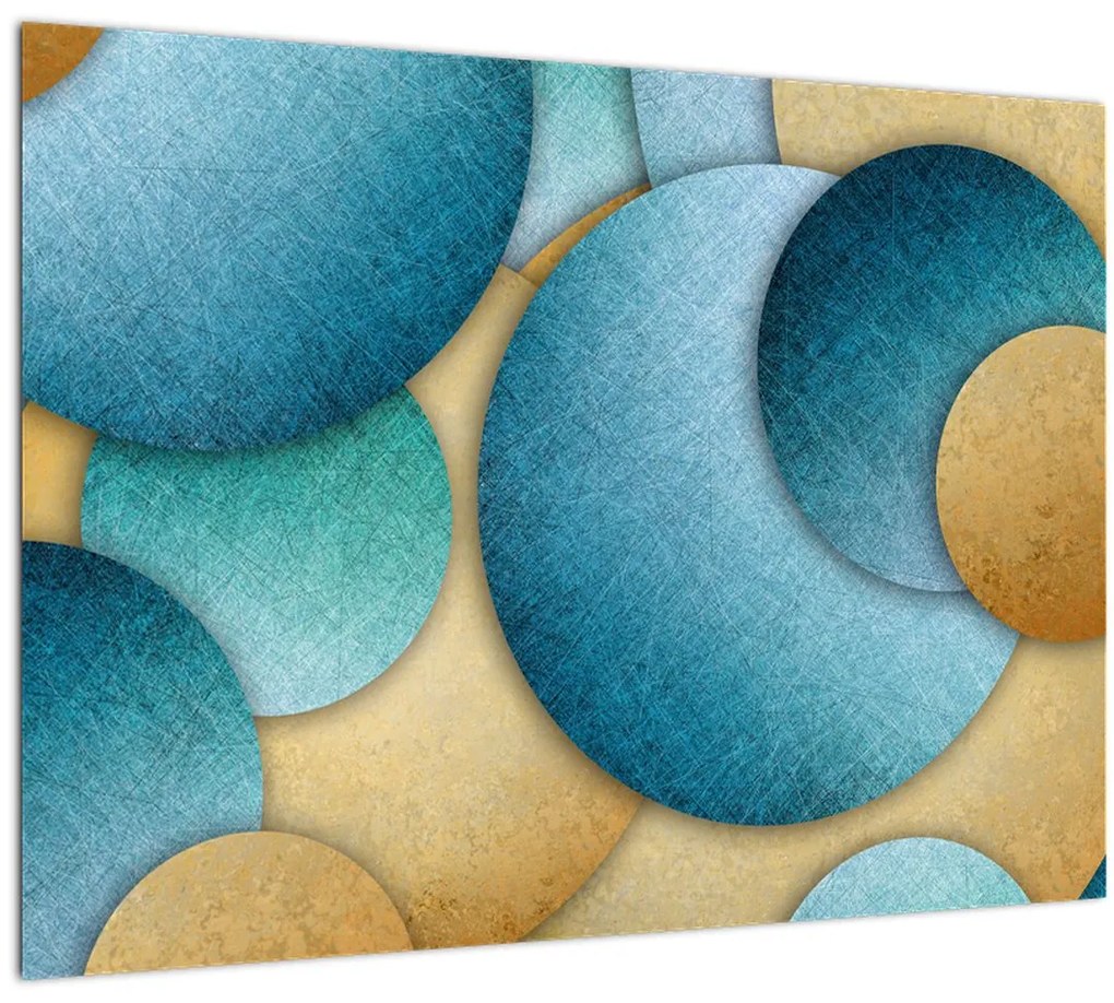 Sklenený obraz abstrakcie kruhy (70x50 cm)