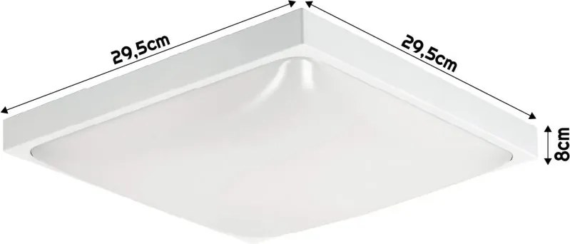 LED stropné svietidlo 2xE27 štvorcové biele + 2xE27 10W neutrálna biela žiarovka