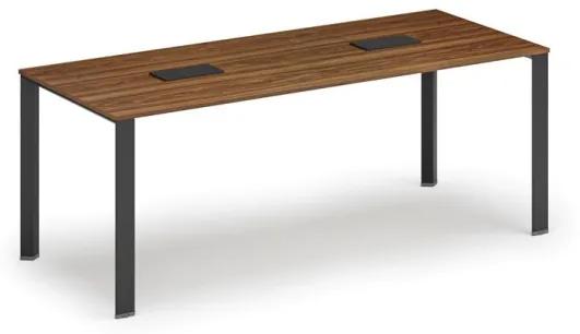 Stôl INFINITY 2000 x 900 x 750, orech + 2x stolná zásuvka TYP II, čierna