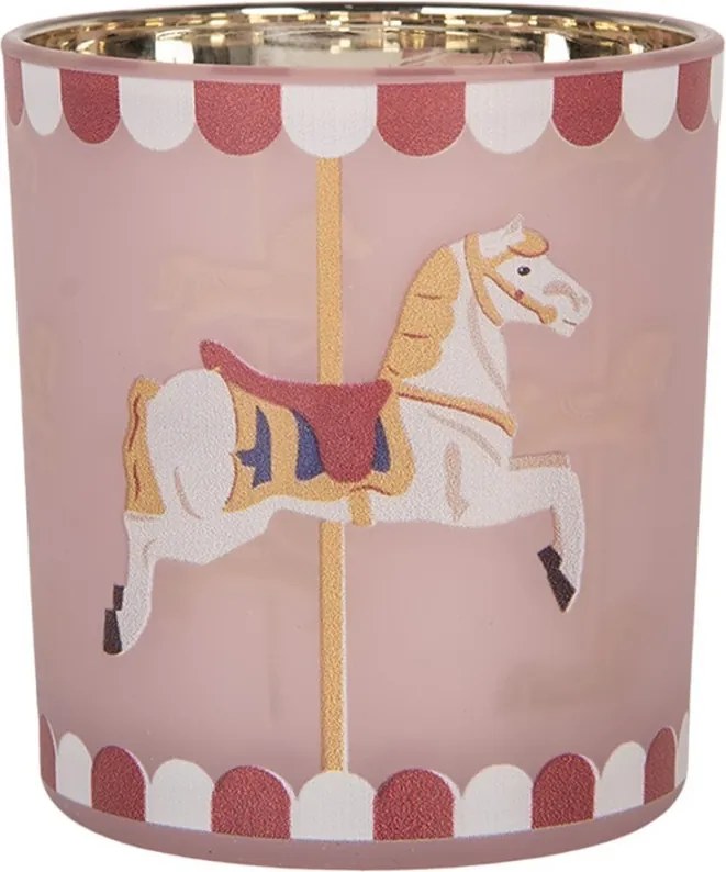 Sklenený svietnik na čajovú sviečku koník - Ø 7*8 cm