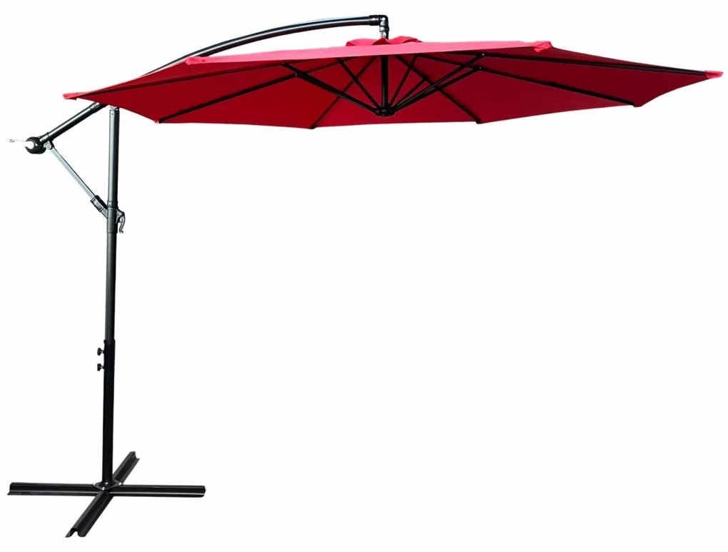 Záhradný slnečník ASTER s bočnou nohou 300 cm červený