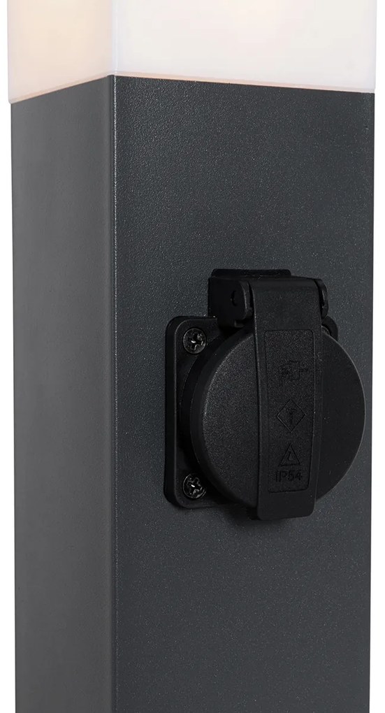 Vonkajšia lampa tmavo sivá 80 cm so zásuvkou IP44 - Malios