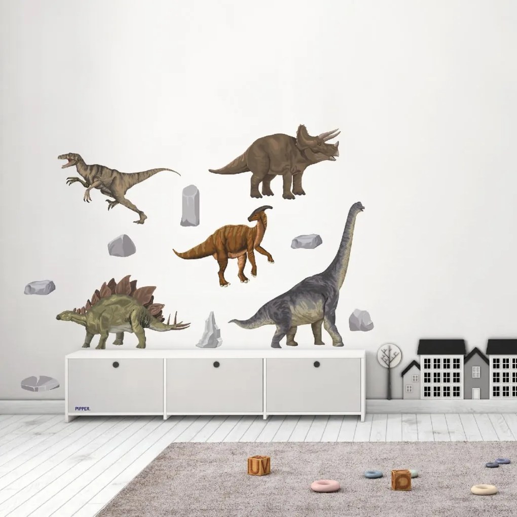 PIPPER. Textilná nálepka na stenu "Dinosaury"