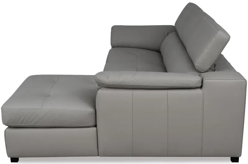 Kožená rohová sedacia súprava LOREN II, pravá, sivá (madras - 128 grey)