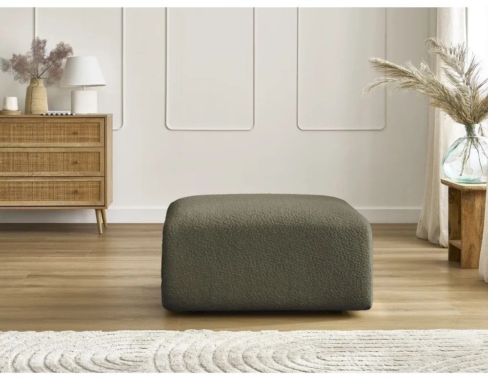 Zelená podnožka z textílie bouclé Tina – Bobochic Paris