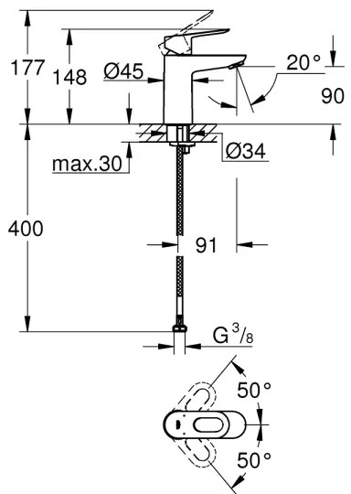 GROHE 23337000 - Umývadlová batéria BAULOOP DN 15 lesklý chróm
