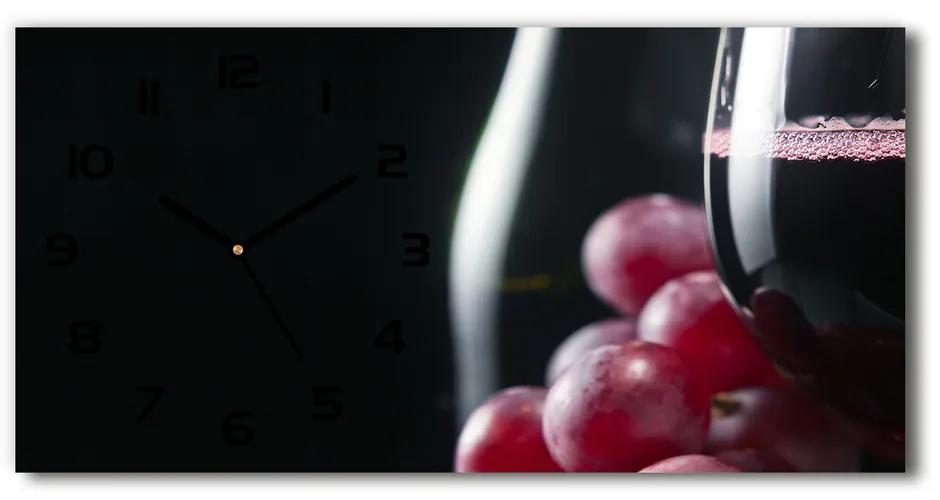 Vodorovné Sklenené hodiny na stenu Hrozno a víno pl_zsp_60x30_f_52977492