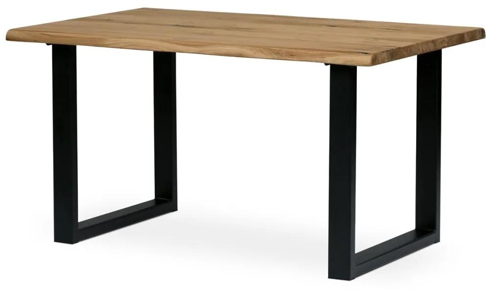 AUTRONIC Jedálenský stôl 140x90 cm masív dub, čierny lak DS-U140 DUB