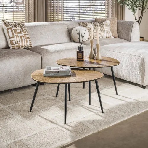 Konferenčný stôl 32-40 Ray 2-set Drevo Antique Gold - Komfort-nábytok