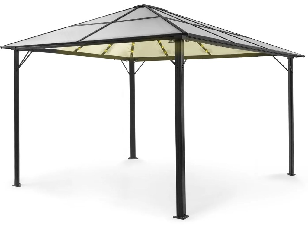 Blumfeldt Pantheon Solid Sky Ambient Solar, altánok so strechou, 3 x 4 m, polykarbonát, hliník, osvetlený