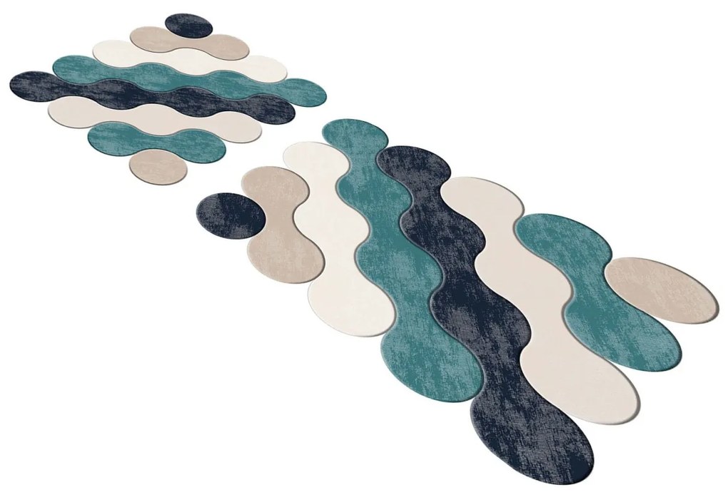 Kúpeľňová súprava kobercov DUALITY modrá