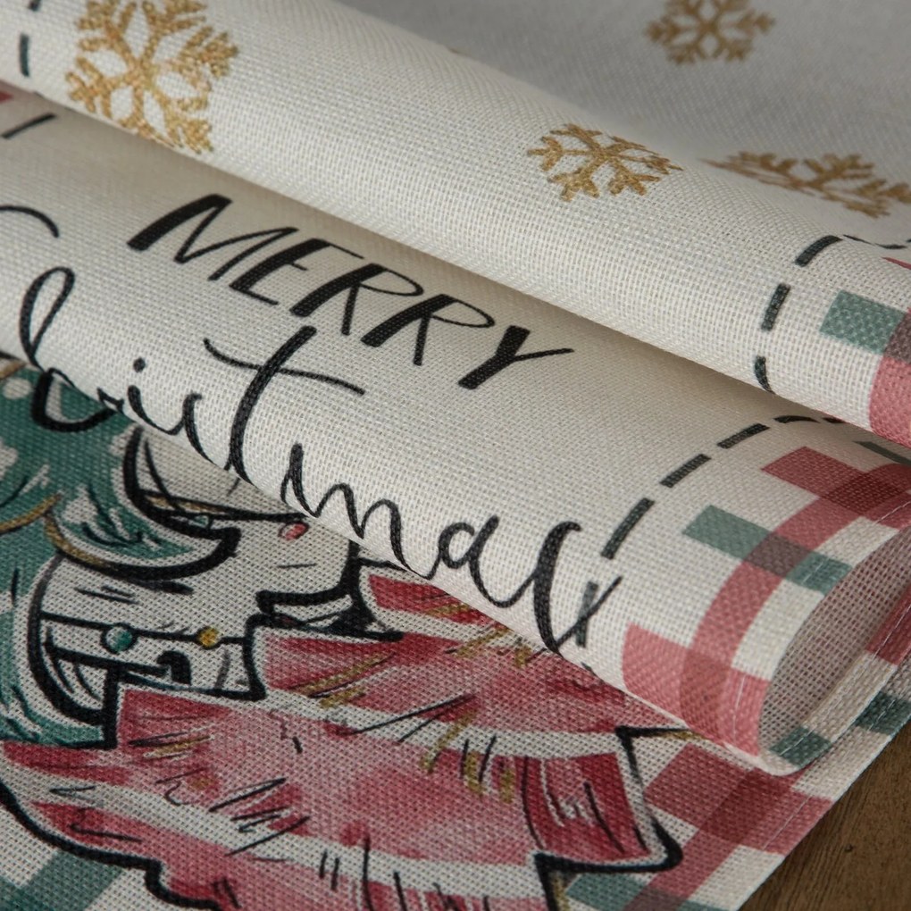 VIANOČNÝ BEHÚŇ NA STÔL MERRY CHRISTMAS 33X183 CM VZOROVANÝ