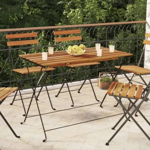 vidaXL Skladací bistro stolík 100x54x71 cm akáciový masív a oceľ-