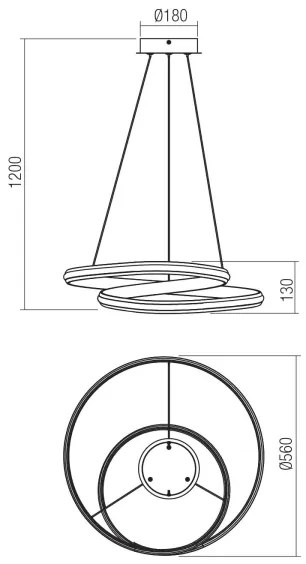 Redo 01-4360 - LED stmievateľný luster na lanku TORSION LED/40W/230V biela