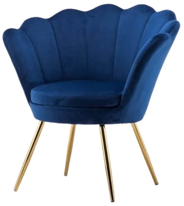 LuxuryForm DESIGN Kreslo FREY VELUR so zlatými nohami - modré