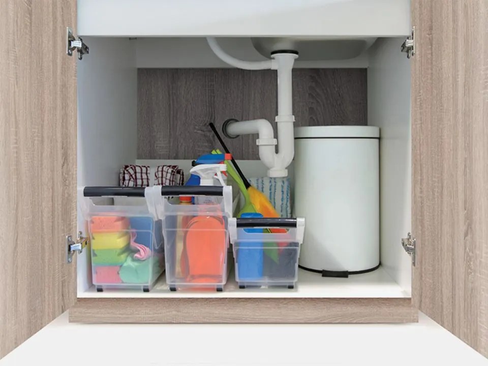 Úložný box, úzky s madlom, systémový NUK, 58x38x38, 49 l