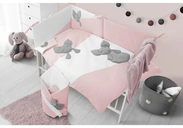 BELISIMA 6-dielne posteľné obliečky Belisima Mouse 100/135 ružové