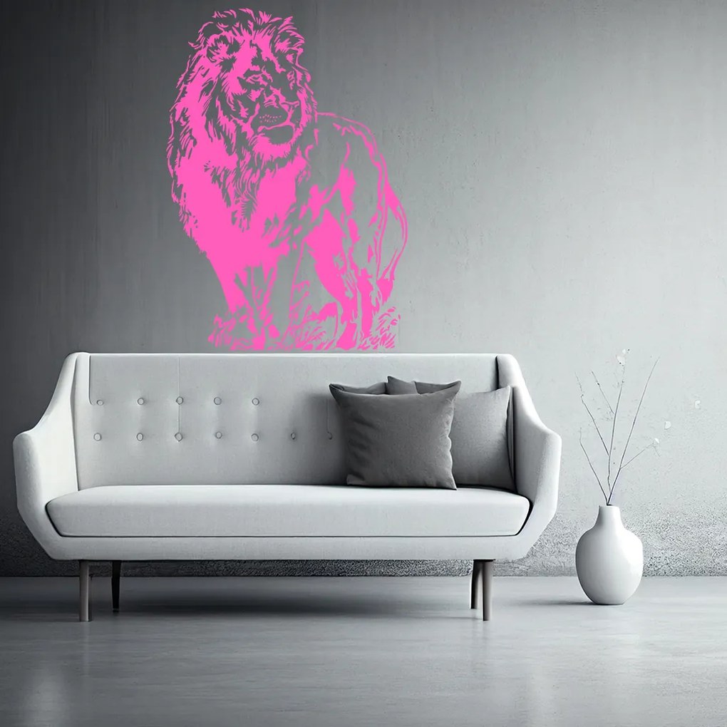 Veselá Stena Samolepka Pózujúci lev Farba: růžová, Veľkosť: 60 x 87 cm