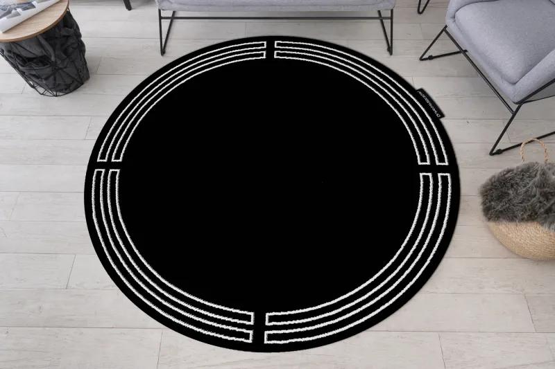 Okrúhly koberec HAMPTON Chick rám, čierna Veľkosť: kruh 120 cm