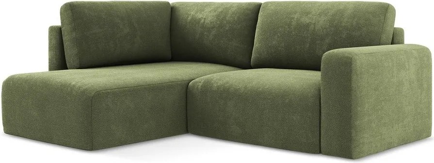 Zelená ženilková rozkladacia/s úložným priestorom rohová pohovka (ľavý roh/do L) Kona – Makamii