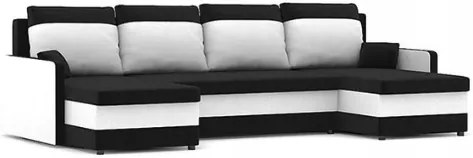 Sedacia súprava v tvare U MILTON bielo čiernej farby 290 x 140 cm