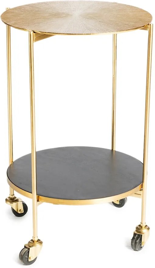 Servírovací stolík s kovovou konštrukciou v zlatej farbe Simla Trolley