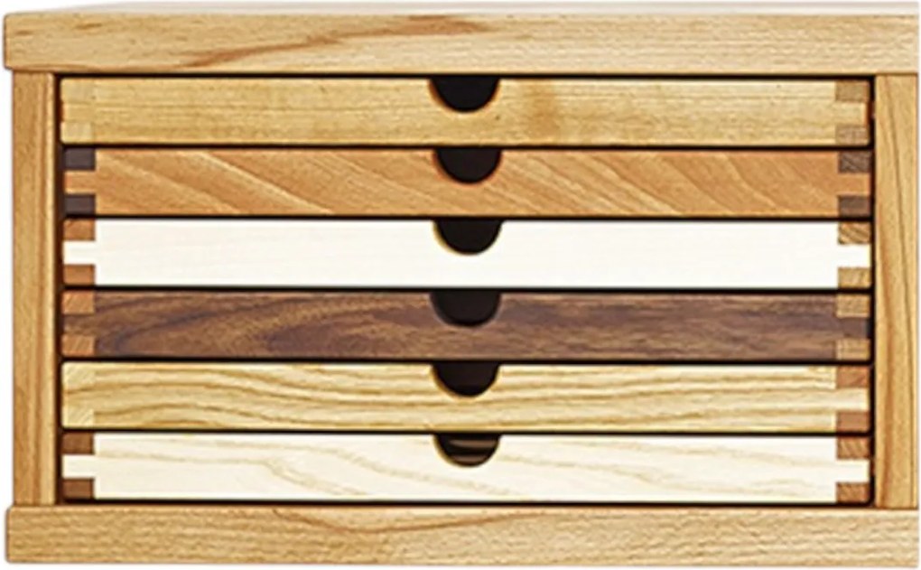 Závesný kabinet na stenu so 6 zásuvkami SIXtematic A4, 42×31×25 cm Dub