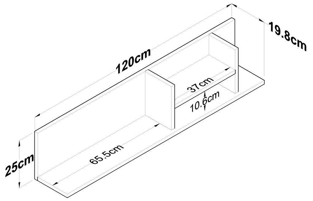 Nástenná polica AE103 antracitová/orech