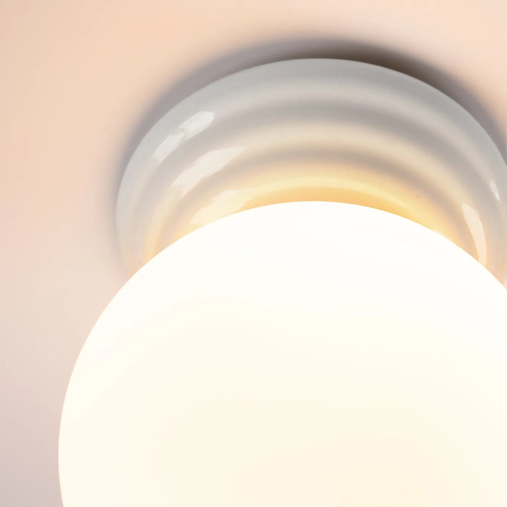 Stropné svietidlo Zori, 1x biele sklenené tienidlo, w