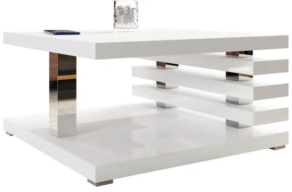 Konferenčný stolík KYOTO 31x60 cm lesklá biela