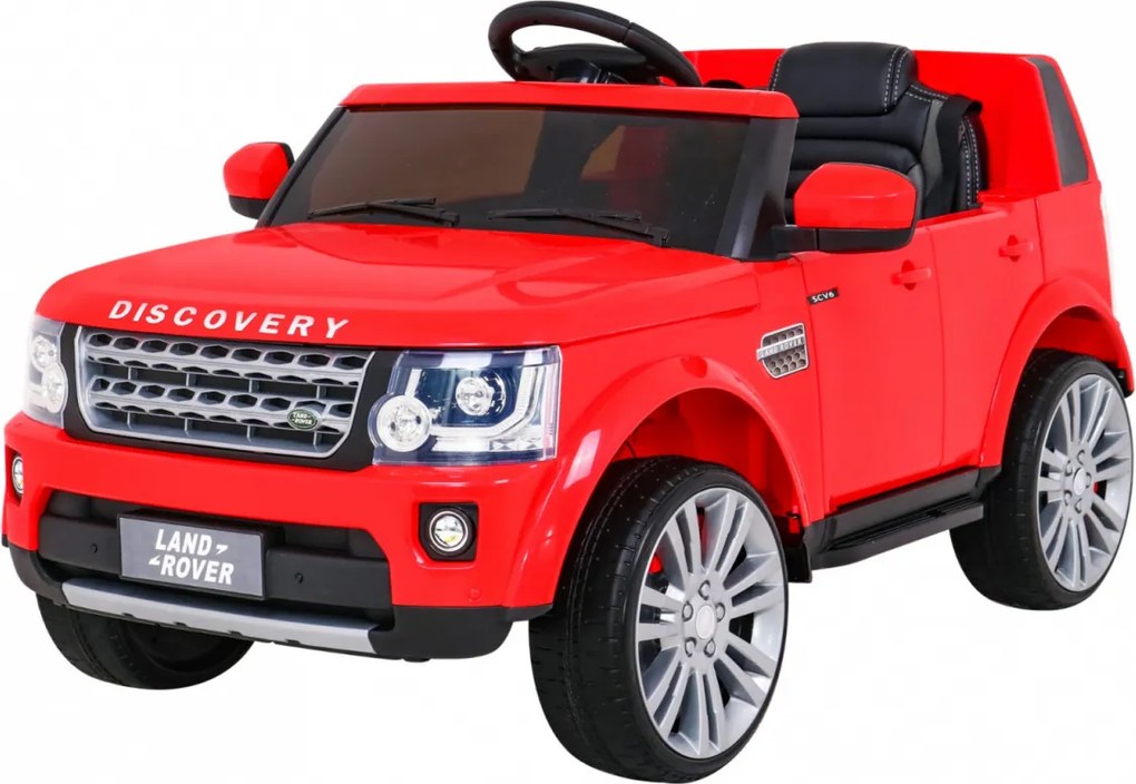 Ramiz Land Rover Discovery Elektrické auto pre deti, červené SUV + diaľkové ovládanie
