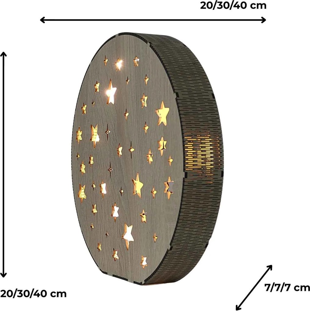 Drevená LED stolová lampa Hviezdy | MOVE: HDF - Orech 20 cm 4791-115218 LED0613