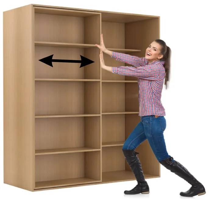 Dvojradová posuvná knižnica DOUBLE, 1800 x 700 x 2000 mm, buk