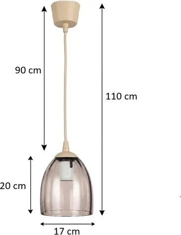 BRILAGI - LED luster na lanku R GLASS 1xE27/60W/230V pr. 17 cm béžová / dymovo béžová