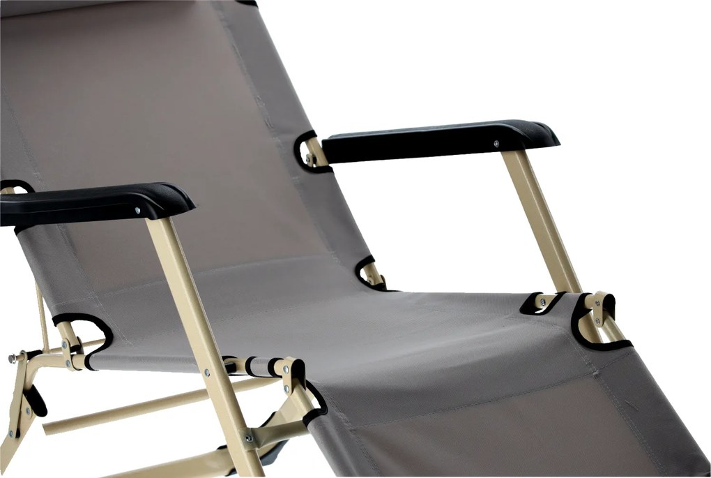 SKLADACIA ZÁHRADNÁ STOLIČKA S POLŠTÁROM, ŠEDÁ *6889