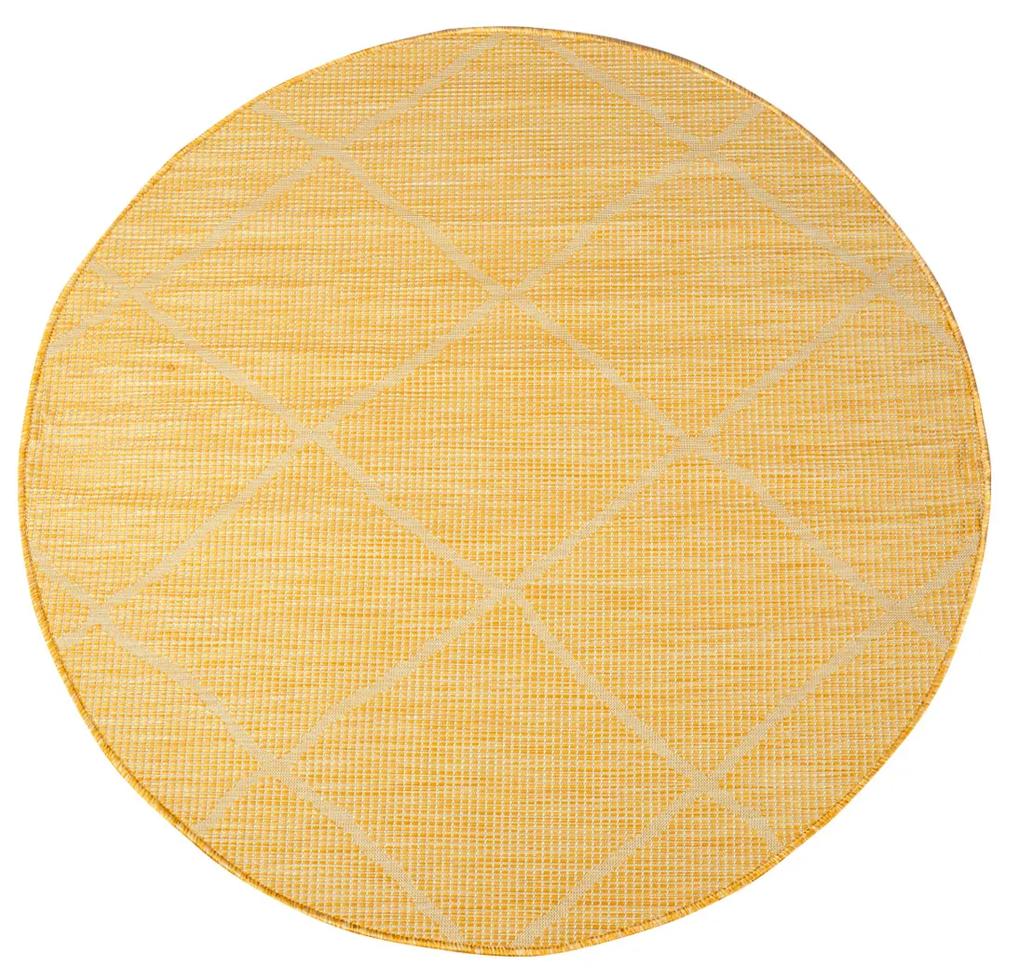 Dekorstudio Šnúrkový okrúhly koberec PALM 3075 - žltý Priemer koberca: 200cm