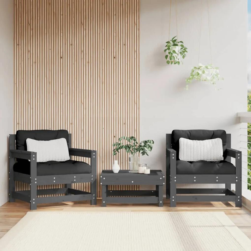 Záhradné stoličky s vankúšmi 2 ks sivé borovicový masív 825564