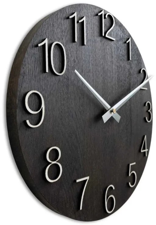 Luxusné drevené nástenné hodiny Wenge – Čierny dizajn I SENTOP MAS016-OSMO-3169-heads-silver