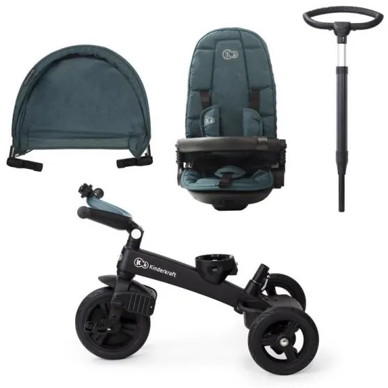 KINDERKRAFT - Detská trojkolka 5v1 EASYTWIST zelená/čierna