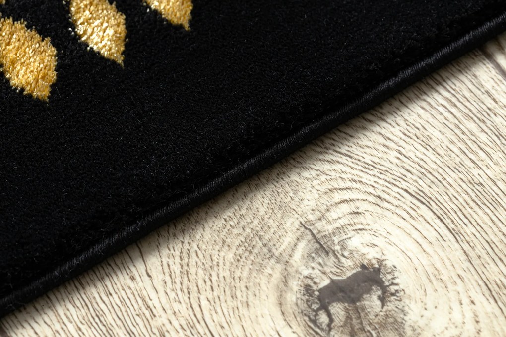 Koberec GLOSS moderný 408C 86 vzor rámu, glamour, art deco čierno / zlatý