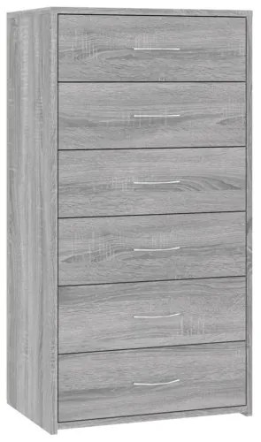 vidaXL Komoda so 6 zásuvkami sivá sonoma 50x34x96 cm spracované drevo-